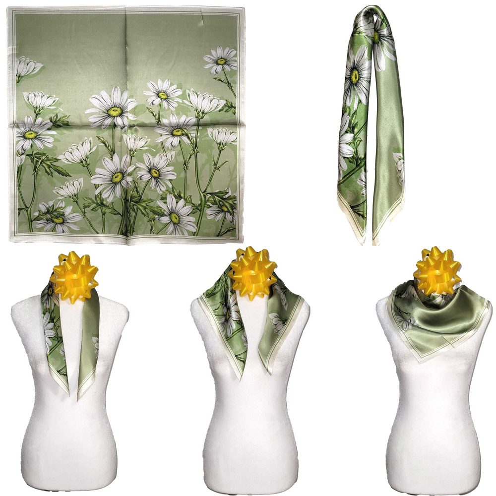 NWT Genuine 100% Mulberry Silk Satin Scarf 21"x21" Small Square Shawl 54701